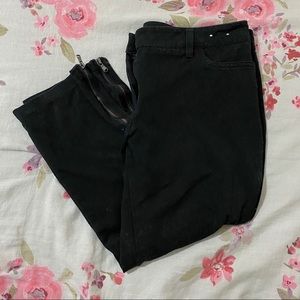 NY&C Stretch Crop Ankle Black Zippered Hem Pants